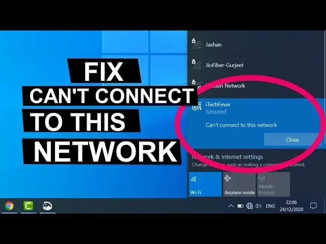Video thumbnail for Fix "Can't Connect to This Network" Error On Windows 10 - WiFi & Internet