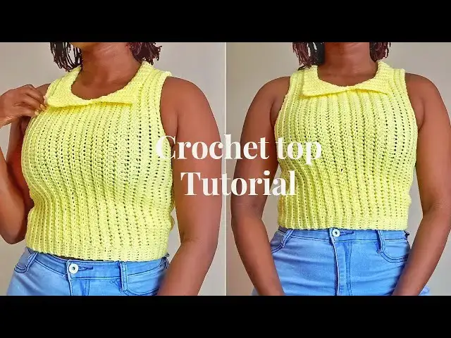 Video thumbnail for Crochet Ribbed Collar Top Tutorial | Crochet Top Tutorial | Sitn'crochet DIY Free Crochet Top