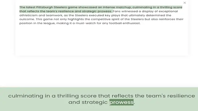 Video thumbnail for that reflects the team's resilience and strategic prowess. Fans witnessed a display of exceptional athleticism and teamwork, as the Steelers executed key plays that ultimately determined the outcome. This game not only highlights the comp