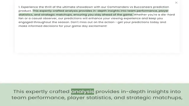 Video thumbnail for product. This expertly crafted analysis provides in-depth insights into team performance, player statistics, and strategic matchups, ensuring you stay ahead of the game. Whether you're a die-hard fan or a casual observer, our predictions