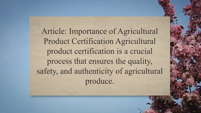 Video thumbnail for Importance of Agricultural Product Certification