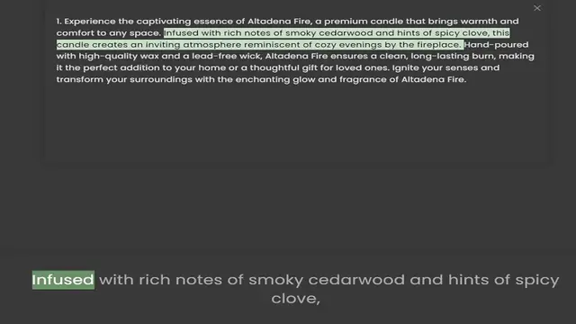 Video thumbnail for comfort to any space. Infused with rich notes of smoky cedarwood and hints of spicy clove, this candle creates an inviting atmosphere reminiscent of cozy evenings by the fireplace. Hand-poured with high-quality wax and a lead-free wick, A