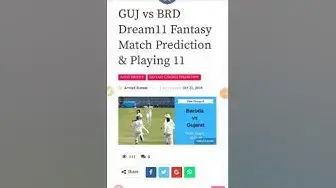 Video thumbnail for GUJ VS BRD Dream11 Team Prediction (Today Match Prediction)