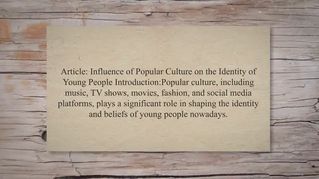 Video thumbnail for Influence of popular culture on the identity of young people