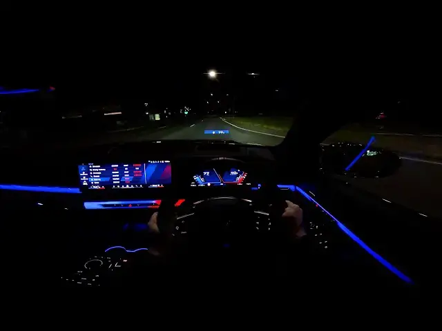 'Video thumbnail for 2025 BMW M5 G90 Night POV Test Drive - 727HP Hybrid Power & Interior Lighting'