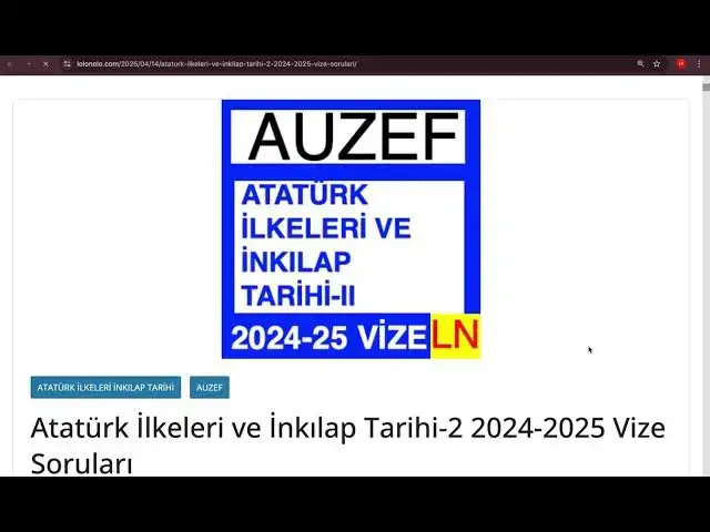 Video thumbnail for Auzef Atatürk İlkeleri ve İnkılap Tarihi-2 2024-2025 Vize Soruları