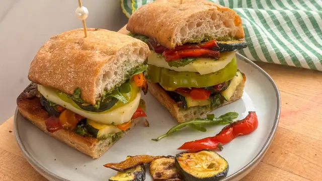 Video thumbnail for Marinated Grilled Veggie Summer Sandwich Recipe