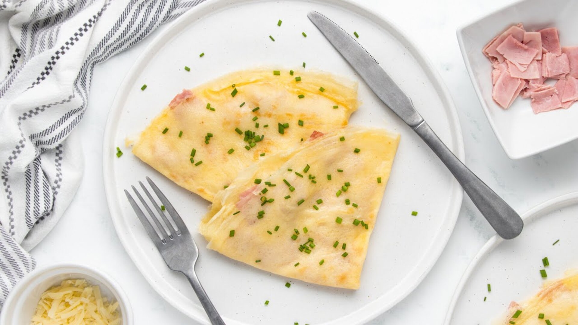 Video thumbnail for Classic Ham And Cheese Crepes Recipe
