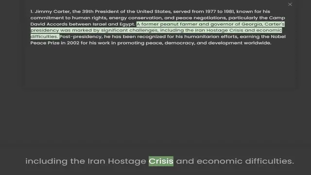 Video thumbnail for commitment to human rights, energy conservation, and peace negotiations, particularly the Camp David Accords between Israel and Egypt. A former peanut farmer and governor of Georgia, Carter's presidency was marked by significant challenge
