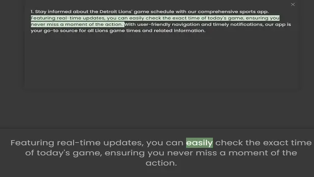 Video thumbnail for Featuring real-time updates, you can easily check the exact time of today's game, ensuring you never miss a moment of the action. With user-friendly navigation and timely notifications, our app is your go-to source for all Lions game time