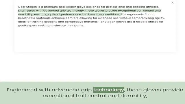 Video thumbnail for Engineered with advanced grip technology, these gloves provide exceptional ball control and durability, ensuring optimal performance in all weather conditions. The ergonomic fit and breathable materials enhance comfort, allowing for exten