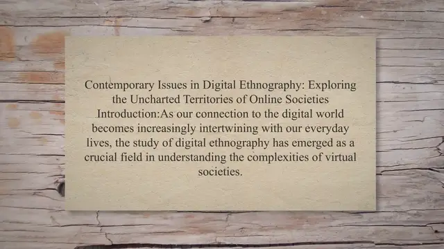 Video thumbnail for Contemporary issues in digital ethnography