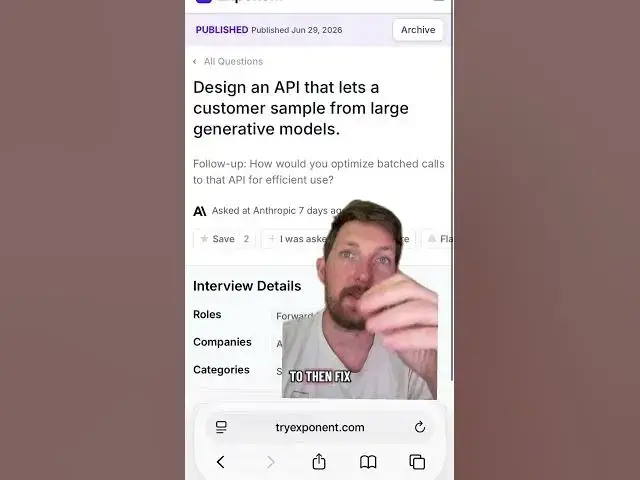 Video thumbnail for Anthropic System Design Interview Question