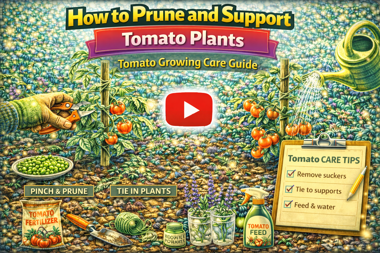 Video thumbnail for How to Prune and Support Tomato Plants | Tomato Growing Care Guide