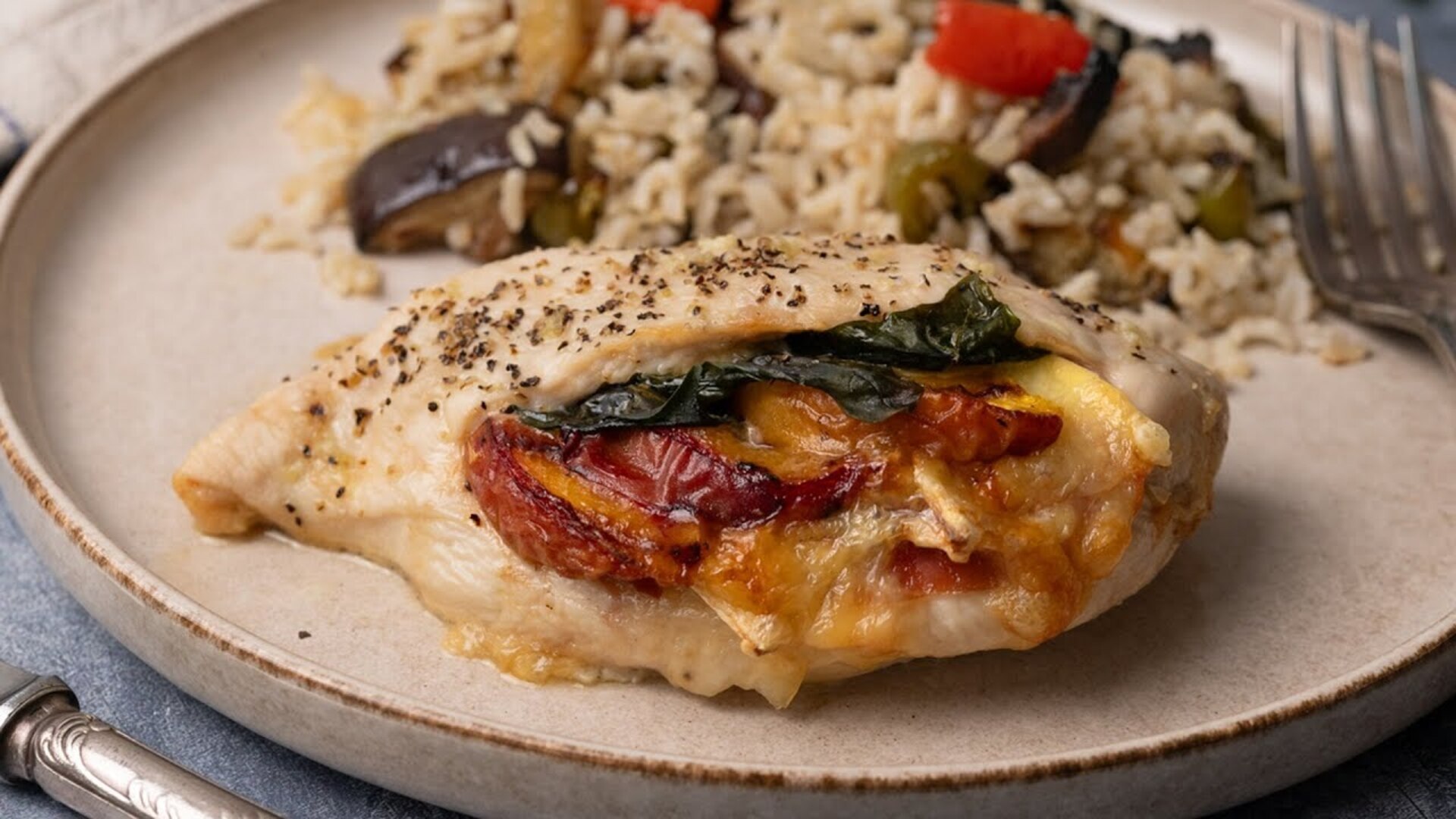 Video thumbnail for Summer-Stuffed Chicken Breast With Peach, Prosciutto, And Basil Recipe