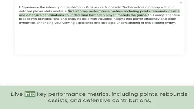 Video thumbnail for detailed player stats analysis. Dive into key performance metrics, including points, rebounds, assists, and defensive contributions, to understand how each player impacts the game. This comprehensive breakdown provides fans and analysts a