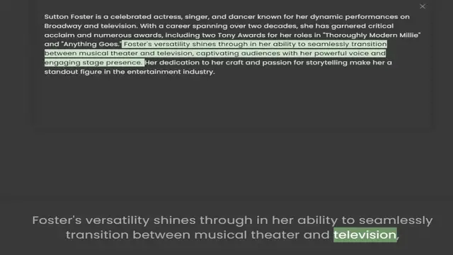 Video thumbnail for Broadway and television. With a career spanning over two decades, she has garnered critical acclaim and numerous awards, including two Tony Awards for her roles in Thoroughly Modern Millie and Anything Goes. Foster's versatility shines th