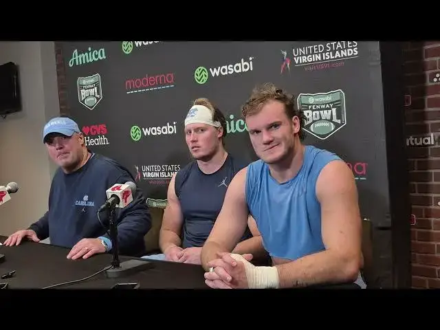 'Video thumbnail for #UNC's Freddie Kitchens, Beau Atkinson and John Copenhaver after Fenway Bowl loss'