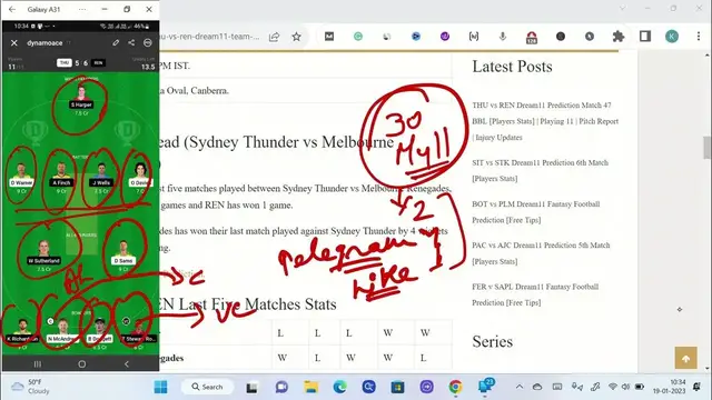 Video thumbnail for THU vs REN Dream11 Prediction 47th Match BBL