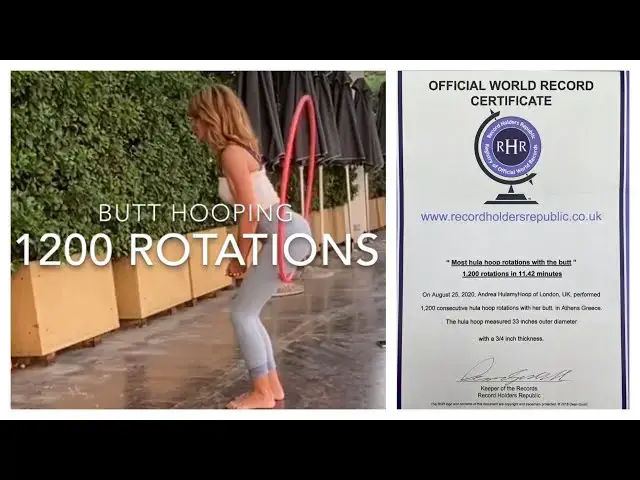 Video thumbnail for Butt hooping world record: 1200 hula hoop rotations around the butt