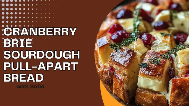 'Video thumbnail for Cranberry Brie Sourdough Pull-Apart Bread Recipe'