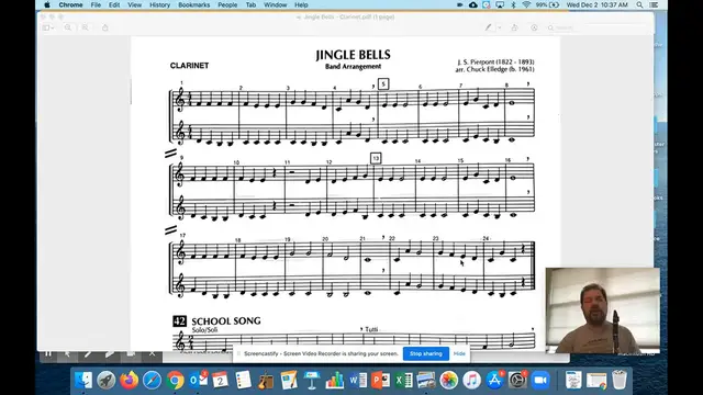 'Video thumbnail for Jingle Bells (Band Arrangement ) page 12 Standard of Excellence for Clarinet'