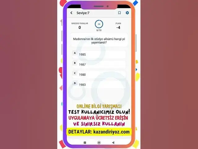 Video thumbnail for Online Bilgi Yarışması - Uygulamaya Ücretsiz Erişin -  Muhteşem Özellikler! #onlinebilgiyarışması 8