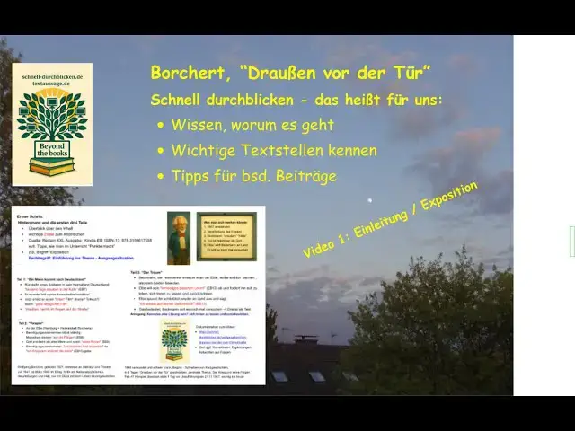 'Video thumbnail for Borchert, "Draußen vor der Tür" - T1 Einstieg - Inhalt,  wichtige Zitate, Tipps zur Interpretation'