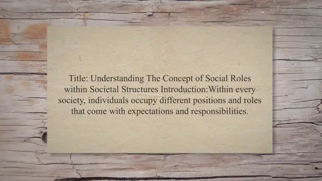 Video thumbnail for Concept of social roles within societal structures
