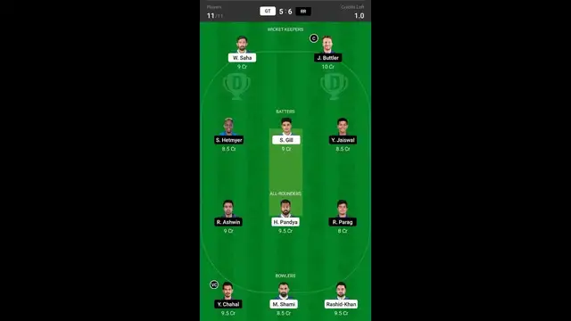 Video thumbnail for GT vs RR Dream11 Prediction GT vs RR Dream11 Team RR vs GT Dream11 Team Today Match Playing 11