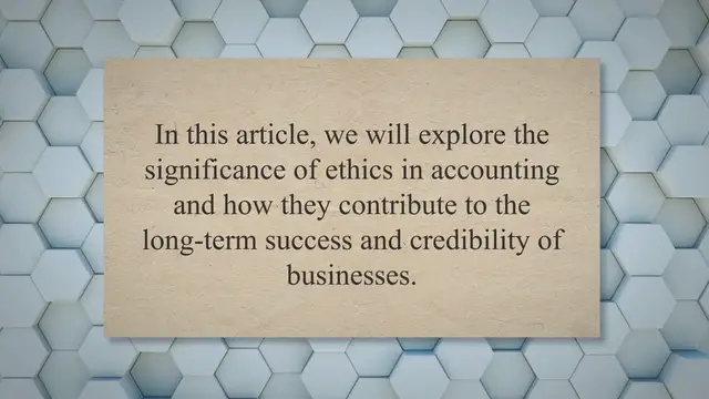 Video thumbnail for Importance of Ethics in Accounting