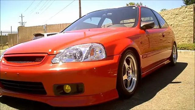 Video thumbnail for 1999 Honda Civic EK Hatch on Polished Rota Slipstreams w/ CF Mirrors, rear wing, and Red Recaro's