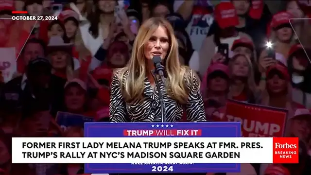 Video thumbnail for BREAKING NEWS Melania Trump Speaks Urges Voters To Back Her Husband At Madison Square Garden Rally