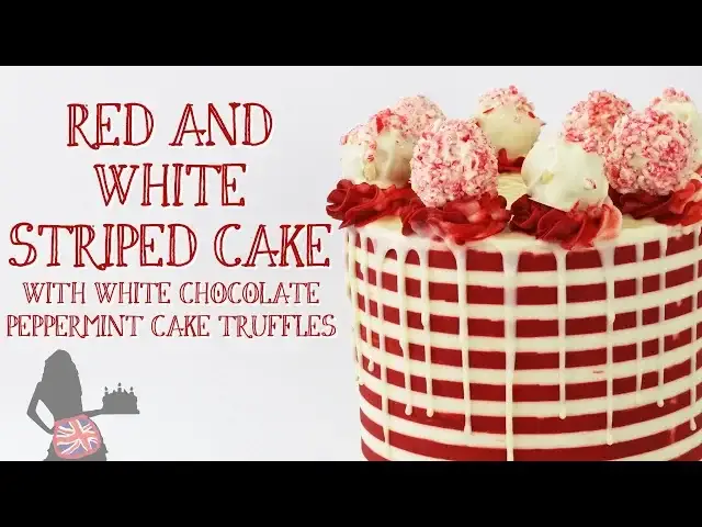 'Video thumbnail for Red and White Striped Cake with White Chocolate Peppermint Cake Truffles'