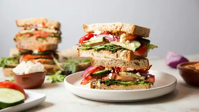 'Video thumbnail for Copycat Panera Mediterranean Veggie Sandwich Recipe'