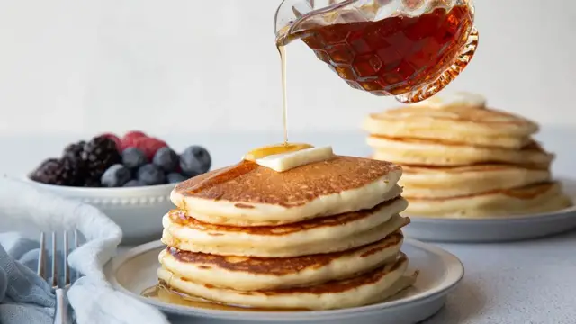 'Video thumbnail for Overnight Yeasted Buttermilk Pancakes Recipe'