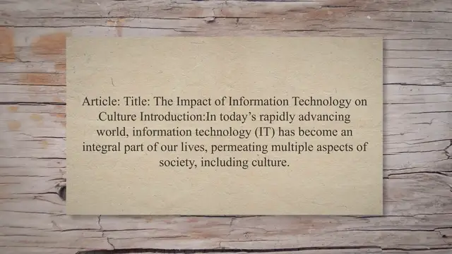 Video thumbnail for Impact of information technology on culture