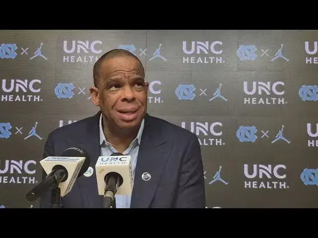 'Video thumbnail for #UNC coach Hubert Davis press conference after blowout win over N.C. State'