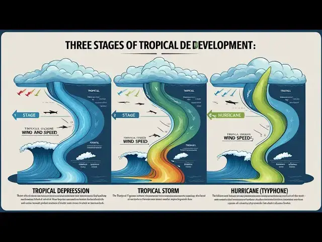 Video thumbnail for Stages of Development: Tropical Depression, Tropical Storm, and Hurricane (Typhoon, Cyclone)