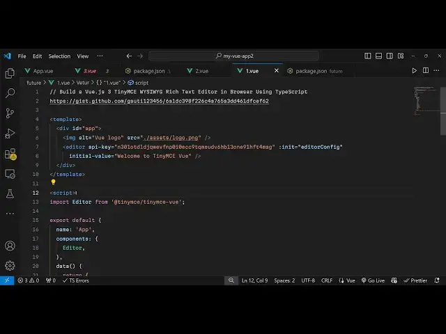 Video thumbnail for Build a Vue.js 3 TinyMCE WYSIWYG Rich Text Editor in Browser Using TypeScript