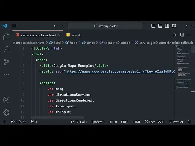Video thumbnail for Javascript Distance Matrix API Example to Find Distance & Routes Between Two Places and Show in Maps