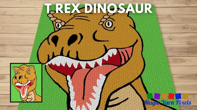 Video thumbnail for FREE GRAPH T-Rex Dinosaur C2C & Tapestry Crochet Pattern | Magic Yarn Pixels