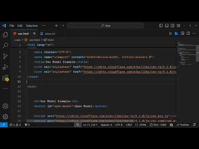 Video thumbnail for Vex Modal Library Example to Build Beautiful Popup Dialogs & Alert Boxes with HTML & JavaScript