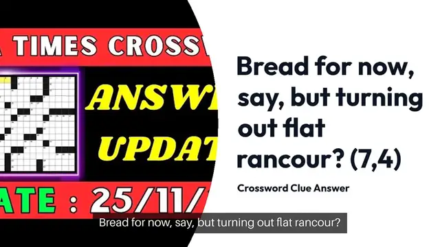 Video thumbnail for Bread for now, say, but turning out flat rancour? (7,4) Crossword Clue Puzzle Answer from November 25, 2024