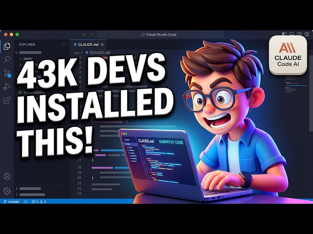 Video thumbnail for The Karpathy CLAUDE.md File That 43,000 Developers Installed in 1 Week (Full Breakdown)