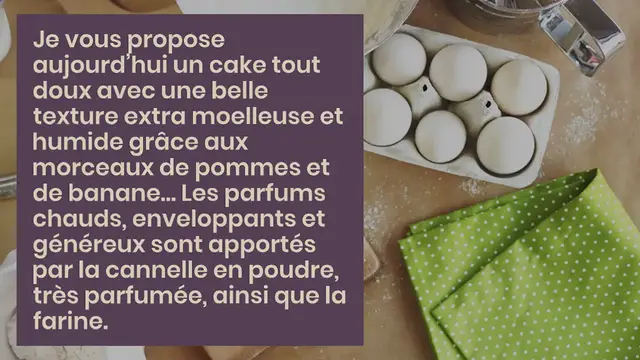 Video thumbnail for Mon cake tout doux pomme-banane et cannelle