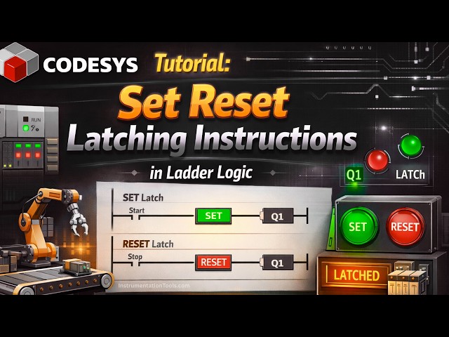 Video thumbnail for CODESYS Tutorial: Set Reset Latching instructions in Ladder logic
