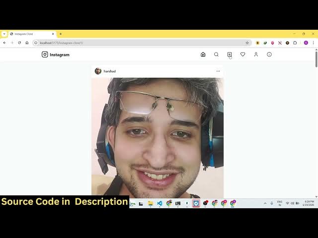 Video thumbnail for Build a React.js Instagram Clone Web App in Browser With Authentication & Database Using TypeScript
