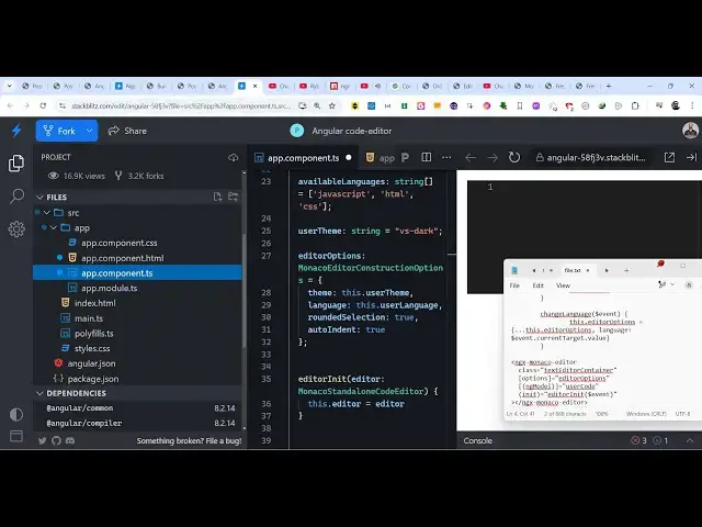 Video thumbnail for Angular Monaco Syntax Highlighter Example to Build Material VSCode Coding IDE in Browser Using TS