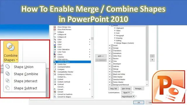 Video thumbnail for How to Enable Merge / Combine Shapes in PowerPoint 2010 Tutorial?